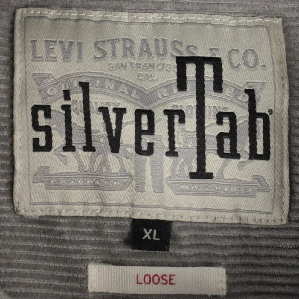 Levis‎ SilverTab Corduroy Shirt Mens XL Gray Button Up Long Sleeve Workwear